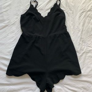 Black scalloped romper